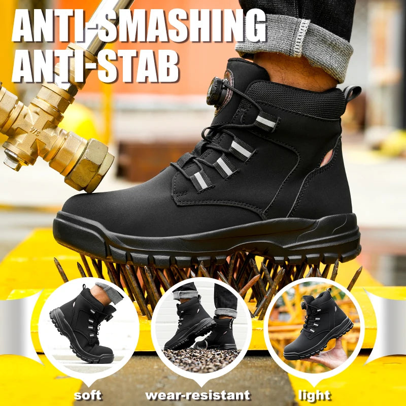Men's Waterproof Steel Toe Safety Boots – Anti-Smash, Puncture-Resistant Work Shoes