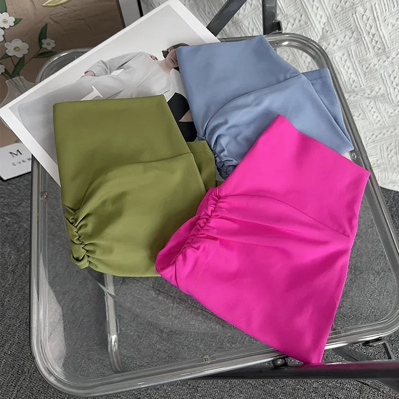 Solid Color High Waist Seamless Butt Lift Yoga Shorts