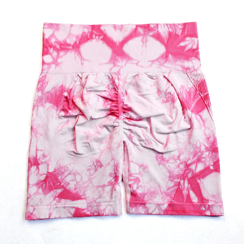 Seamless Tie Dye Push Up Yoga Shorts for Women: