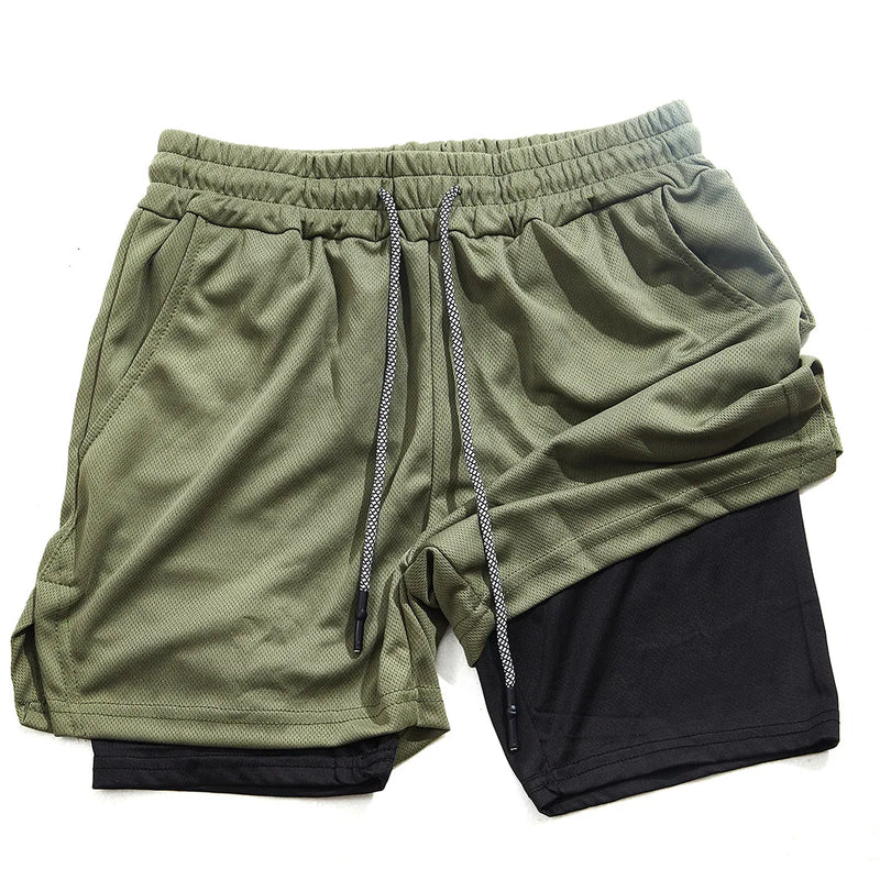 Men’s 2-in-1 Running & Training Shorts – Summer Double-Layer Sportswear