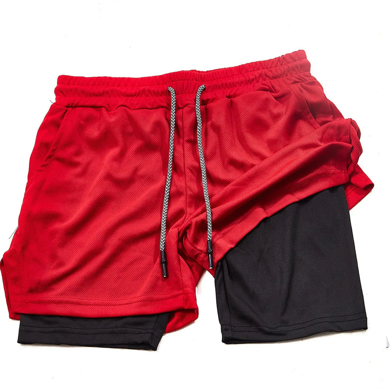 Men’s 2-in-1 Running & Training Shorts – Summer Double-Layer Sportswear