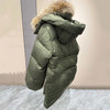 Women’s Winter Down Jacket – Thick Warm Goose Down Coat with Detachable Fur Collar Hood