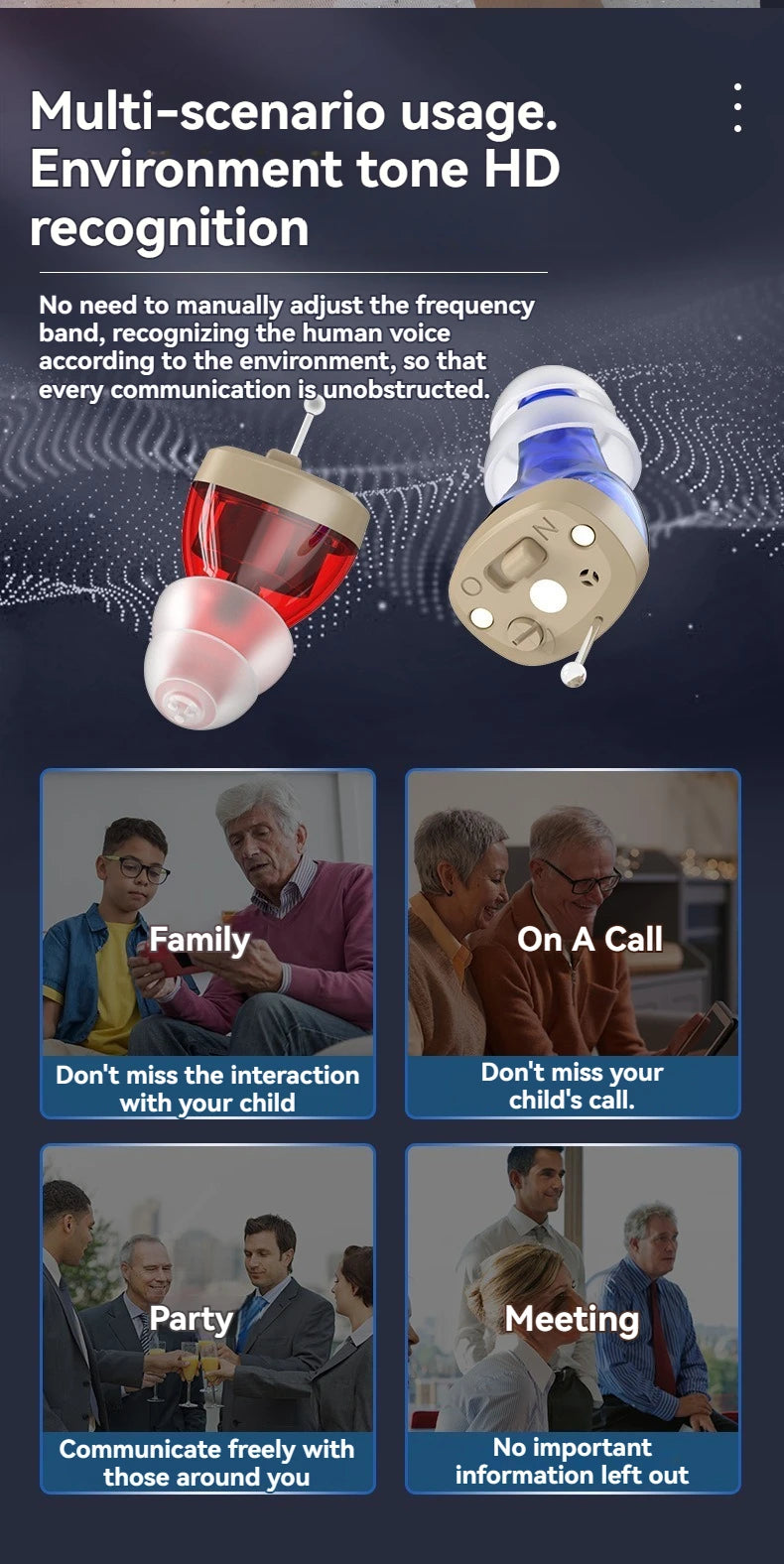 ITE Elderly Hearing Aid Rechargeable Deaf Digital Display Wireless Hearing Amplifier