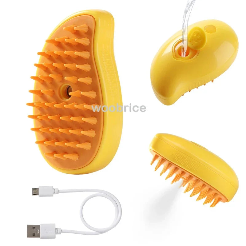 3-in-1 Electric Pet Steam Brush – Grooming, Detangling & Massage Tool