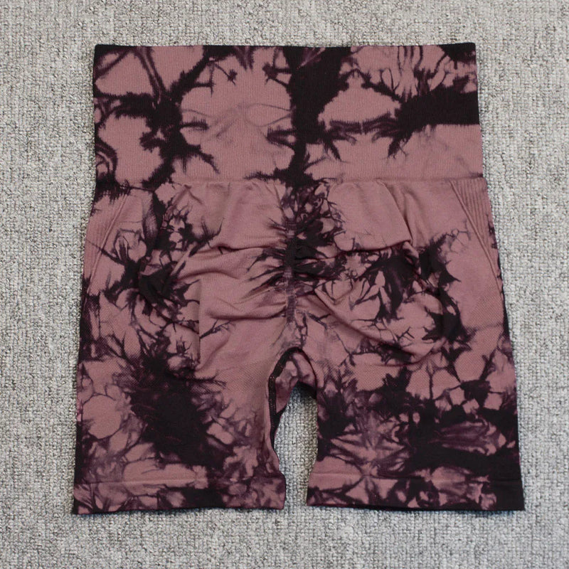 Seamless Tie Dye Push Up Yoga Shorts for Women: