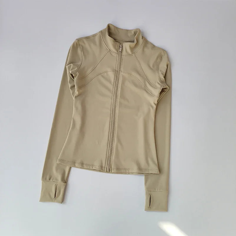 Women’s Slim Fit Zip-Up Yoga Jacket – Quick Dry Fitness Top
