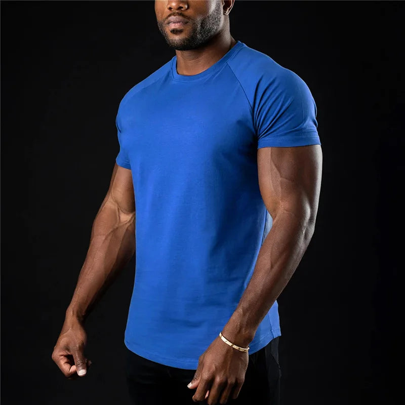Plain Gym T-shirt Men Summer Fitness Clothing