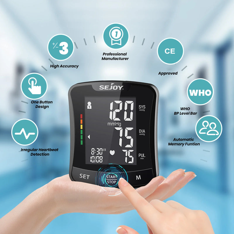 SEJOY Electronic Blood Pressure Monitor Wrist Cuff