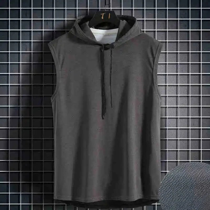 Men’s Lace-Up Hooded Sleeveless Vest – Hip-Hop Sports Tank Top