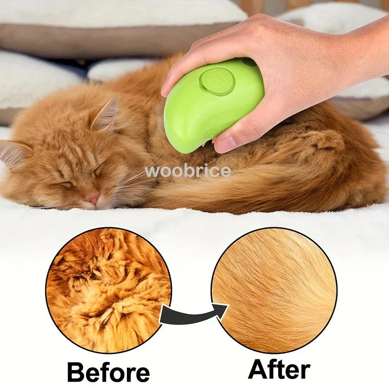 3-in-1 Electric Pet Steam Brush – Grooming, Detangling & Massage Tool