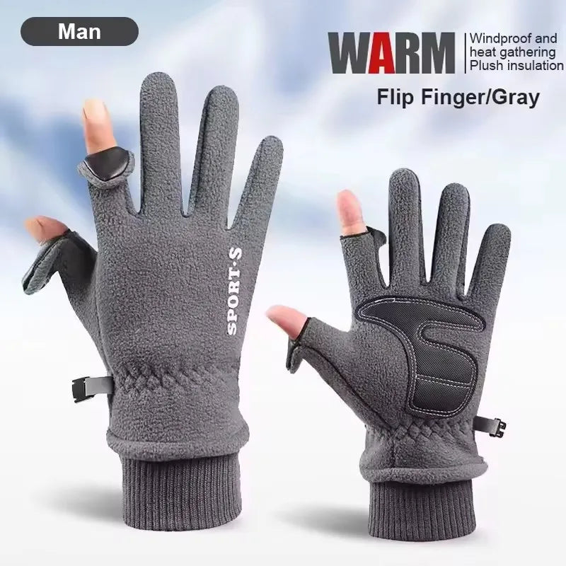 Unisex Fleece Winter Gloves – Touchscreen-Compatible, Anti-Slip Outdoor Gloves