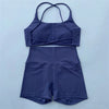 Women's Yoga Shorts Set with Cross-Strap Bra and High-Waist Shorts