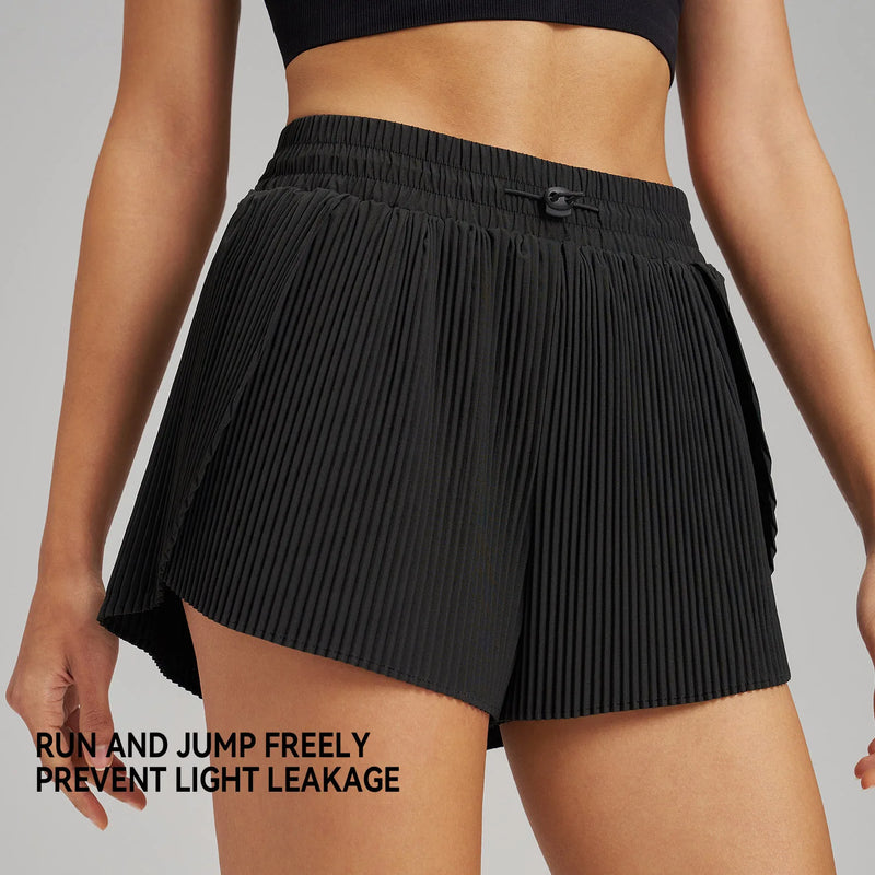 Fitness Fake Two-Piece Pleated Skirt Pants