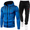 Men’s Black Letter Tracksuit Set – Zip-Up Hoodie & Sweatpants