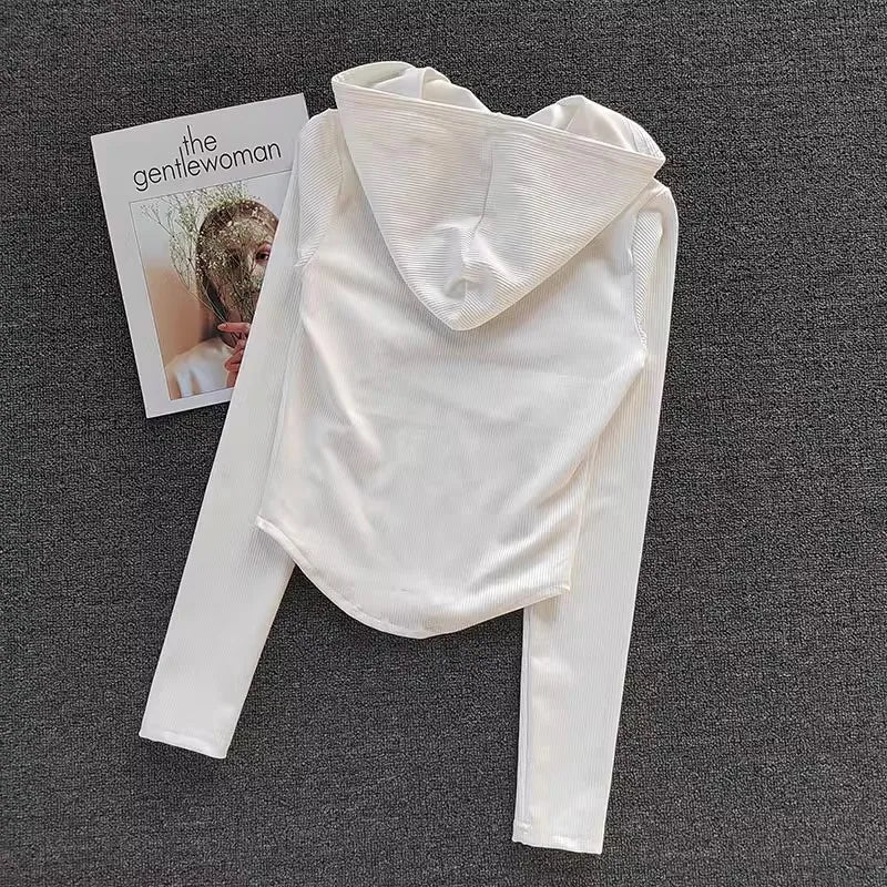 Women's Hooded Fitness Jacket – Quick-Dry Long Sleeve Sports Cardigan