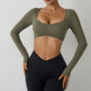 QINACTIVE Women’s Long Sleeve Yoga Crop Top