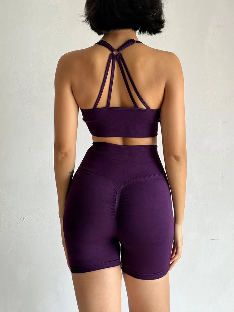 2 Pcs Yoga Sets Women High Waist Workout Outfits