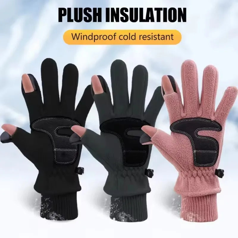 Unisex Fleece Winter Gloves – Touchscreen-Compatible, Anti-Slip Outdoor Gloves