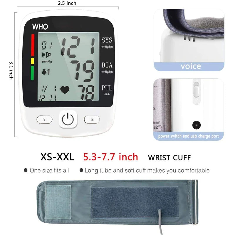 Rechargeable Digital Blood Pressure Monitor Wrist