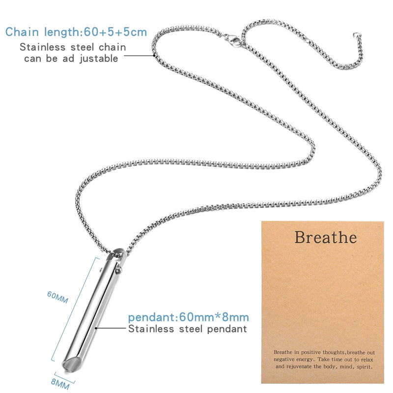 Stainless Steel Mindful Breathing Necklace - Anxiety Relief