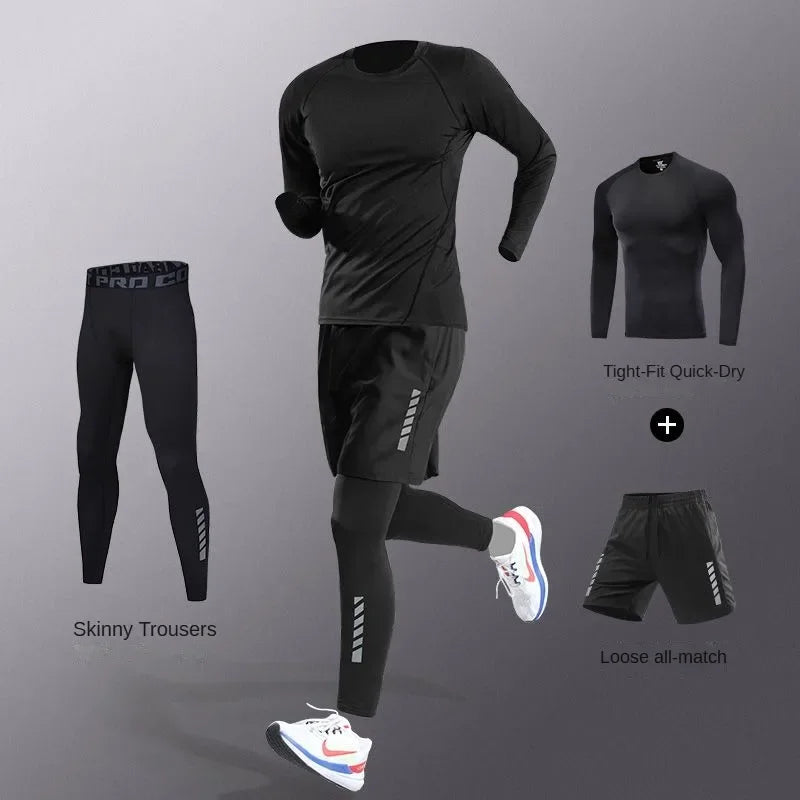 Men’s Quick-Dry Ice Fiber Sportswear Set – 3–7 Piece Running Tracksuit for Gym, Cycling & Training