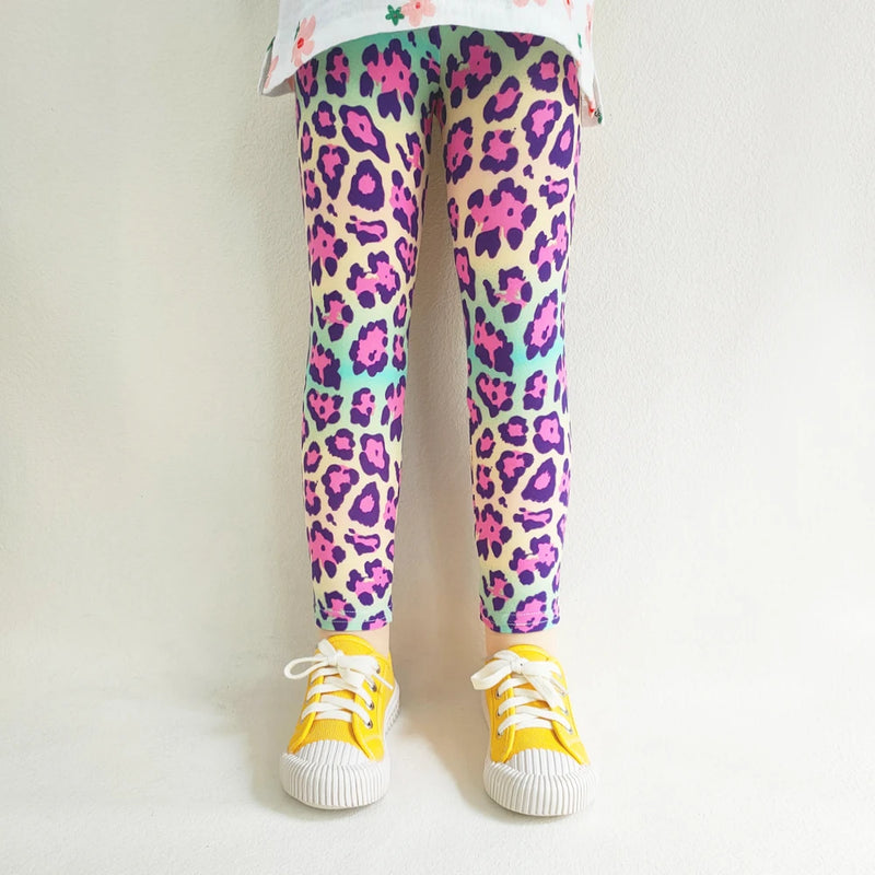 Girls Printed Leggings – Cat, Flower & Leopard Slim Pants (Sizes for 2–11yrs.)