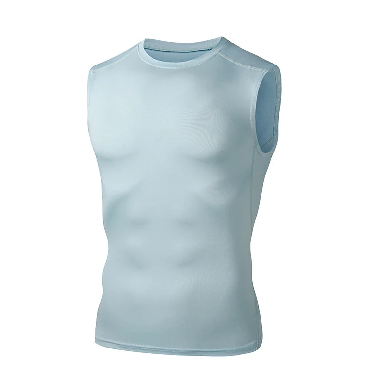Men’s Running Sleeveless Elastic Compression Gym Fitness Tank Top