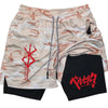 Anime Berserk Men’s 2-in-1 Performance Shorts – Compression Gym Workout Shorts with Pockets