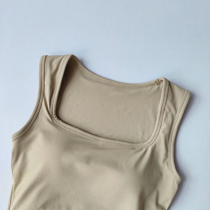 Women's Square Collar Fixed One-piece Sports Vest