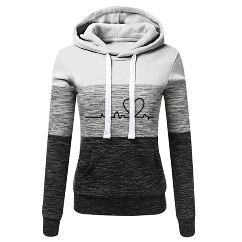Women’s Printed Color Block Hoodie & Sweatpants Set