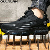 Oulylan Men's Steel Toe Safety Shoes – Puncture-Resistant Work Boots with Rotary Button Closure