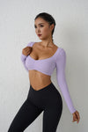 QINACTIVE Women’s Long Sleeve Yoga Crop Top
