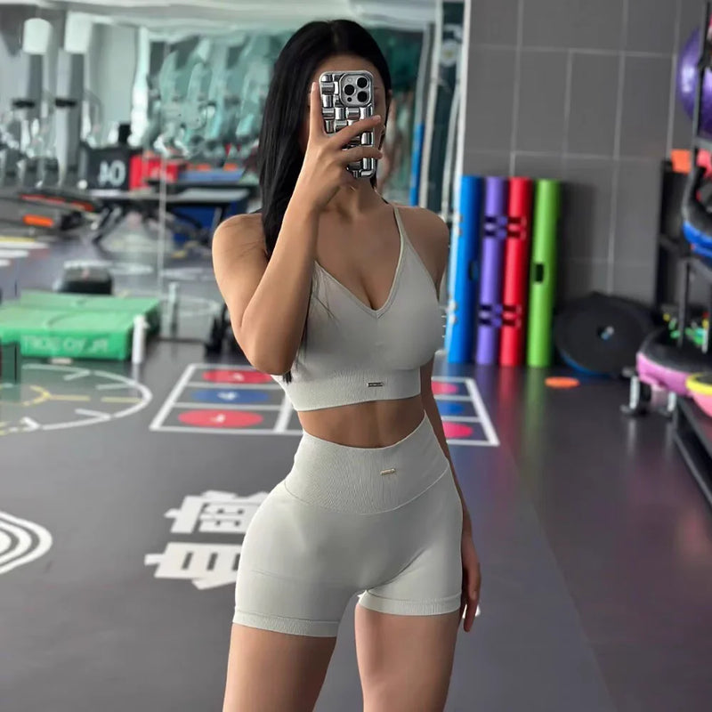 2 Pcs Yoga Sets Women High Waist Workout Outfits