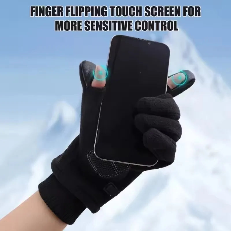 Unisex Fleece Winter Gloves – Touchscreen-Compatible, Anti-Slip Outdoor Gloves