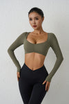 QINACTIVE Women’s Long Sleeve Yoga Crop Top