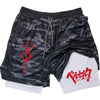 Anime Berserk Men’s 2-in-1 Performance Shorts – Compression Gym Workout Shorts with Pockets