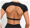 Women's Backless Muscle Back Sports Tee – Open Back Workout Yoga Training T-Shirt