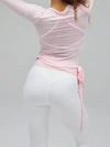 Women’s Wrap Ruched Tie Front Yoga Shirt