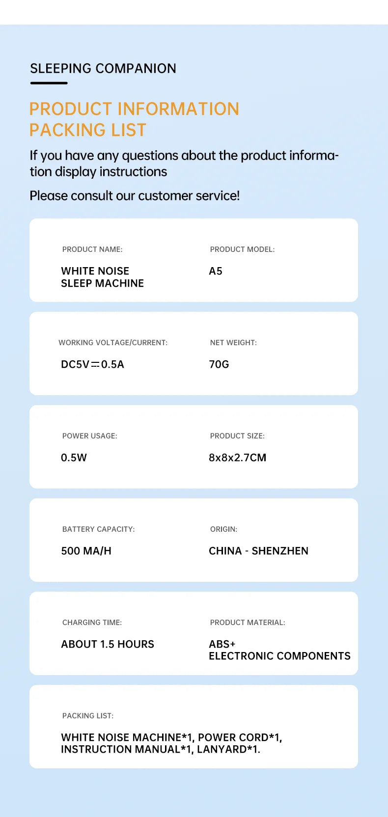 Portable White Noise Machine with Sleep Light (Rechargeable)