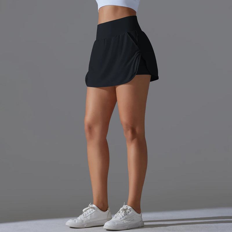 Outdoor Sports High Waist Yoga Tennis Skirt – Breathable Athletic Fitness Skort for Women