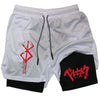 Anime Berserk Men’s 2-in-1 Performance Shorts – Compression Gym Workout Shorts with Pockets