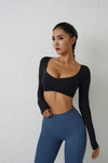 QINACTIVE Women’s Long Sleeve Yoga Crop Top