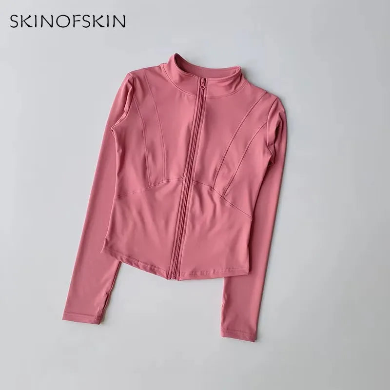 Women’s Slim Fit Zip-Up Yoga Jacket – Quick Dry Fitness Top