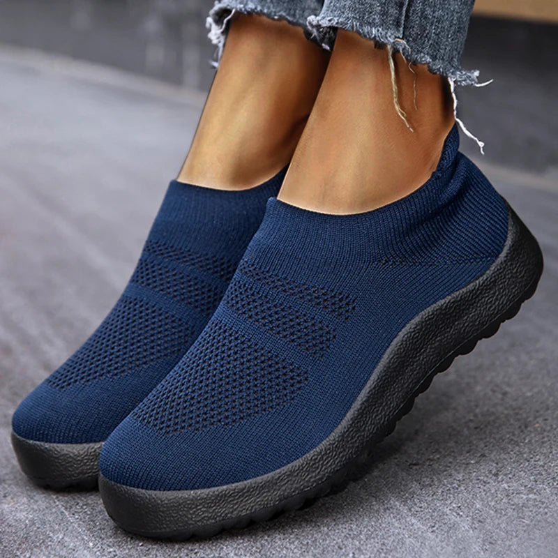 Women's Slip-On Sport Sneakers – Breathable Lightweight Running & Walking Shoes