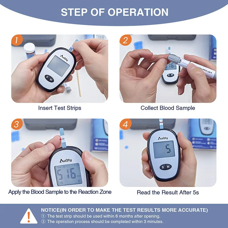 Blood Glucose Meter with Individually Wrapped Glucose Test Strips Glucometer Kit