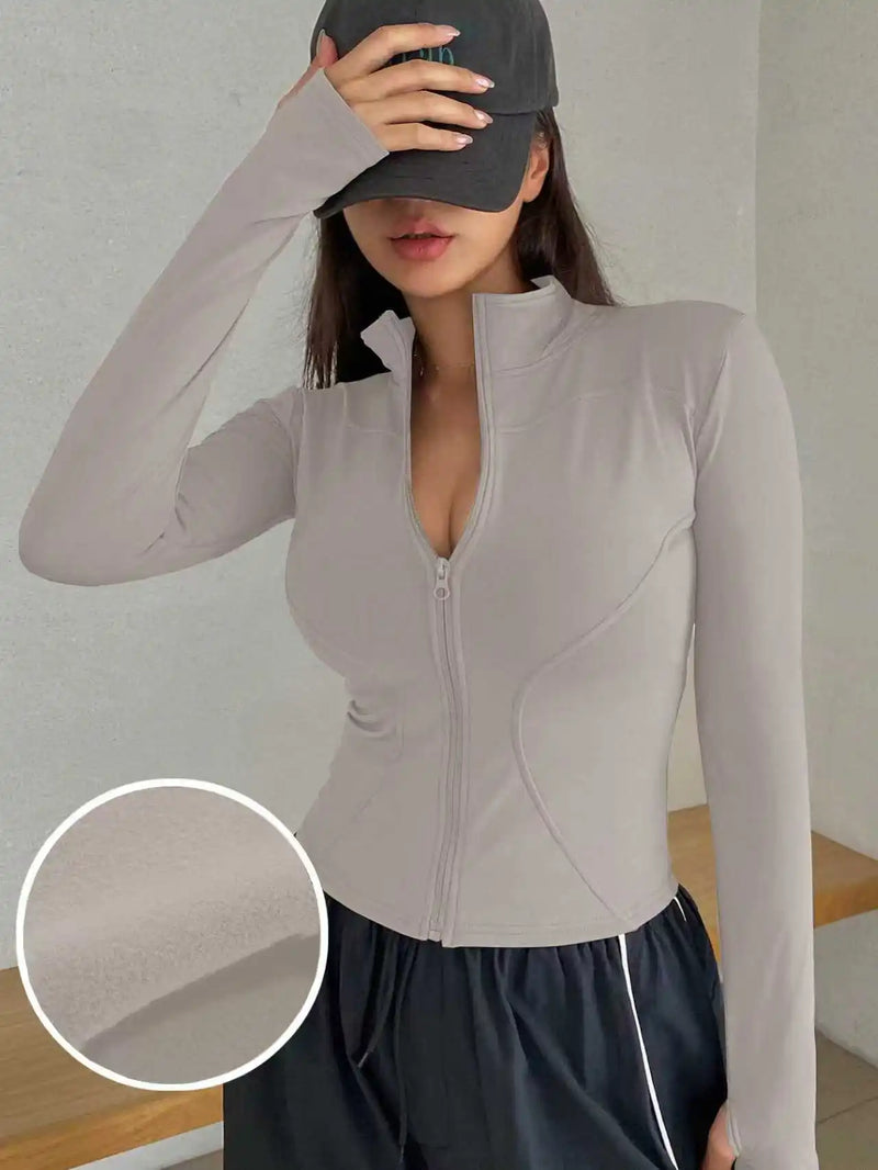Women’s Slim Fit Zip-Up Yoga Jacket – Quick Dry Fitness Top