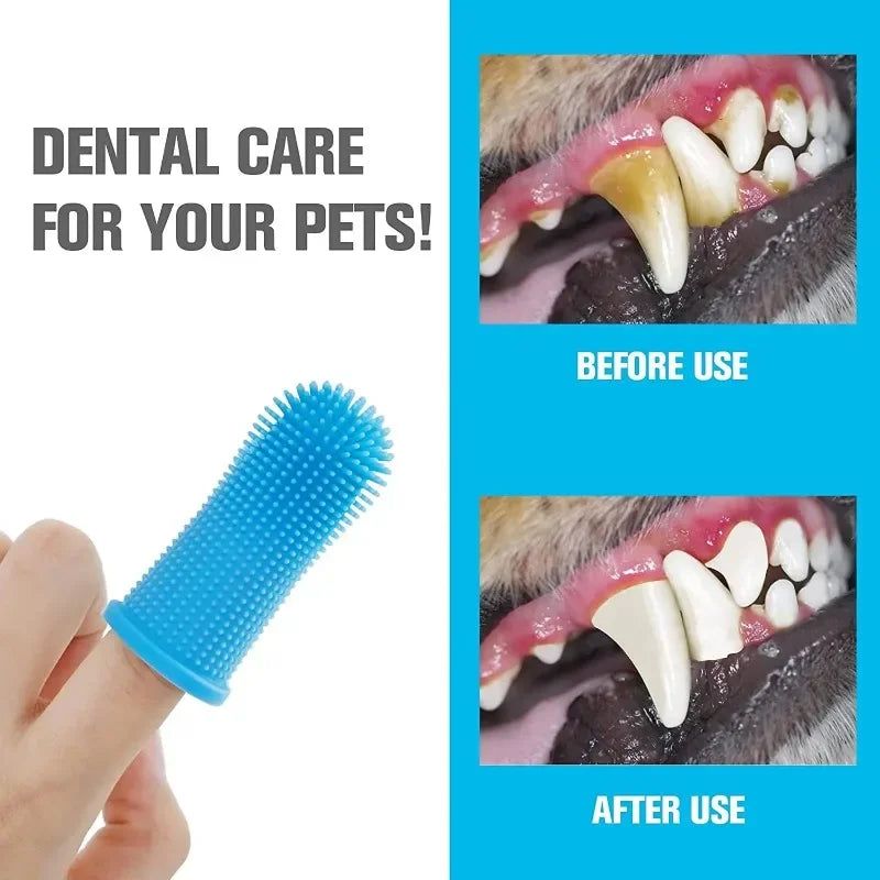 Pet Finger Toothbrush Kit for Dogs & Cats – Silicone Dental Cleaning Tool