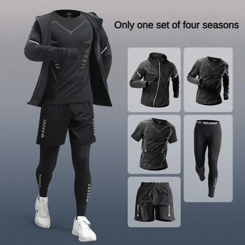 Men’s Quick-Dry Ice Fiber Sportswear Set – 3–7 Piece Running Tracksuit for Gym, Cycling & Training