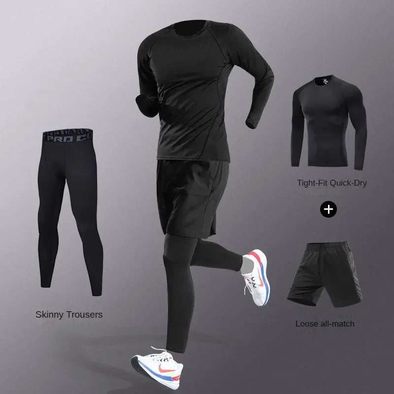 Men’s Quick-Dry Ice Fiber Sportswear Set – 3–7 Piece Running Tracksuit for Gym, Cycling & Training