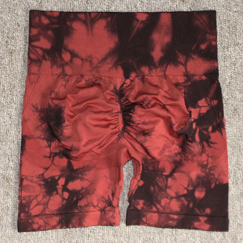 Seamless Tie Dye Push Up Yoga Shorts for Women: